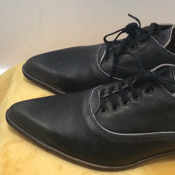 EUC SIXTYSEVEN Distressed Leather Lace Up Gray Oxford Shoes Low Heel - Picture 7 of 16